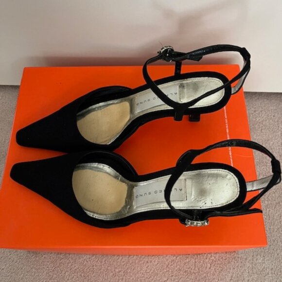 Vintage Alfred Sung Pointed Toe Black Heels Sz 6 - Picture 2 of 2